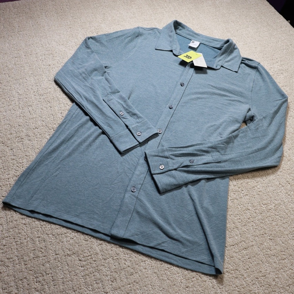 All in Motion Mens Long Sleeve Commuter Shirt Teal Heather Size M NWT